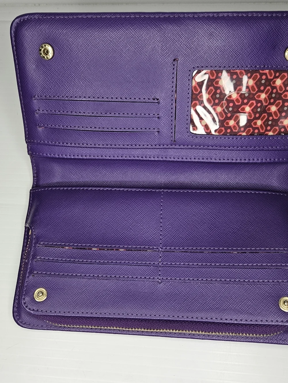 Tory Burch Robinson Zip Around Continental Wallet Large Purple Saffiano Leather